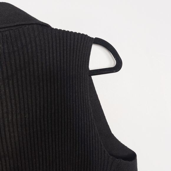 Magnolia Grace Large L Black Sleeveless Cardigan Sweater Drape Open Front Ribbed - Picture 5 of 8
